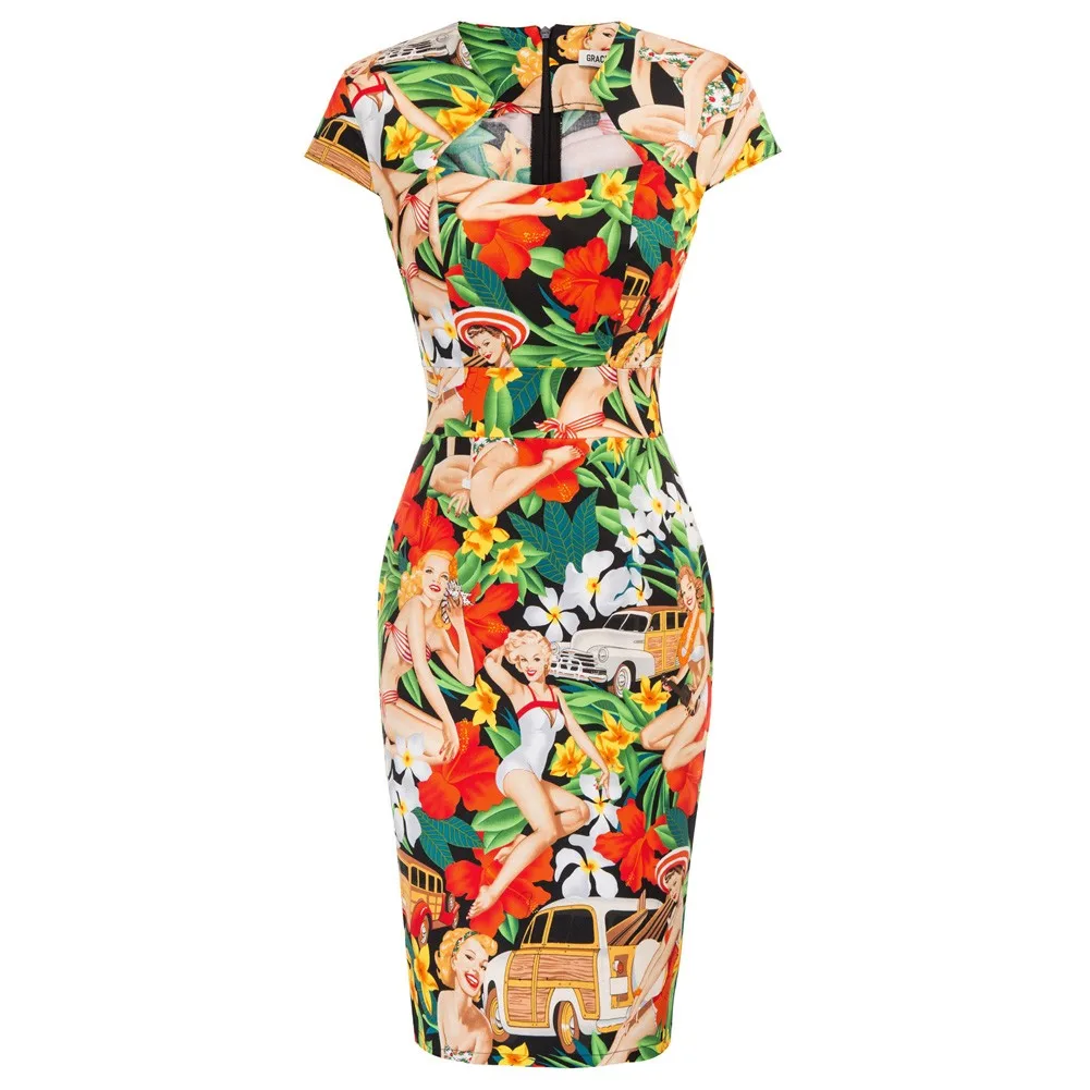 Женское платье в горошек Grace Karin винтажное облегающее карандаш вечерние платья