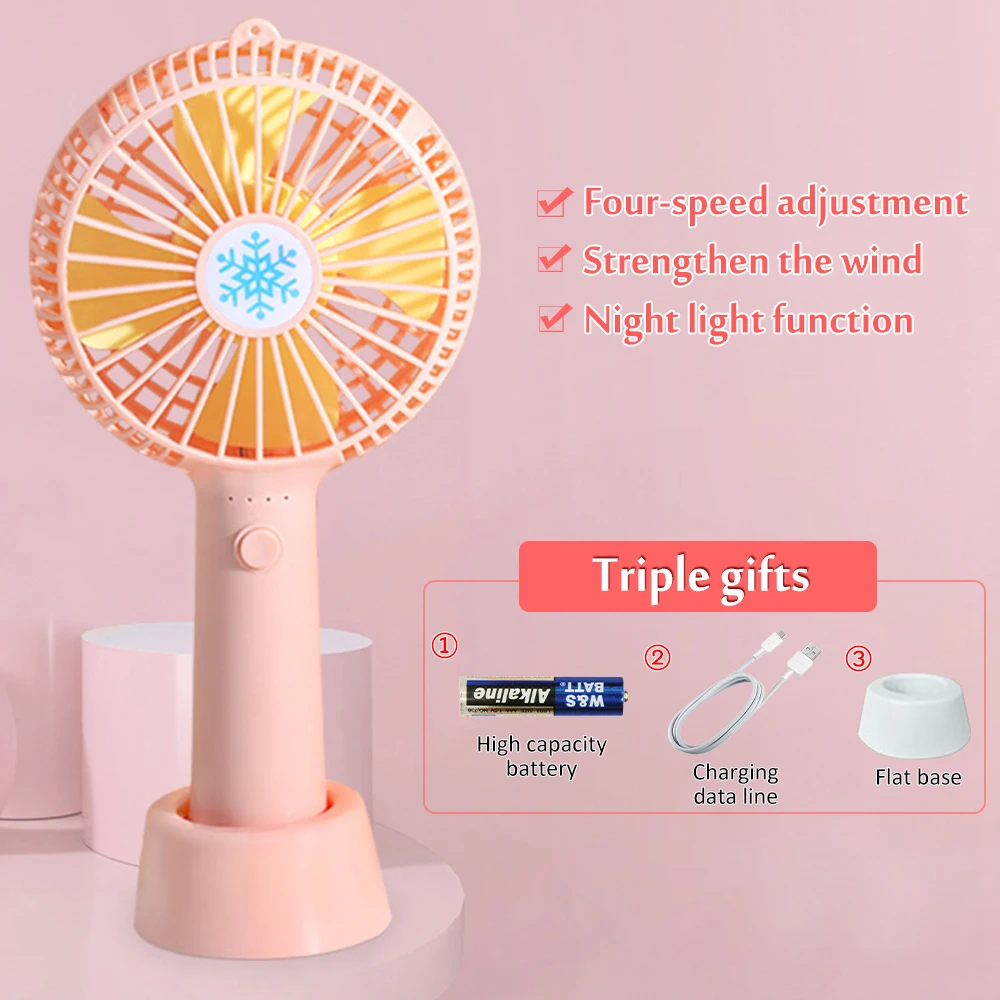 

Summer Mini Handheld Portable Fan USB Rechargeable Battery Powered 4 Wind Speed Adjustable Home Office Outdoor Cooling