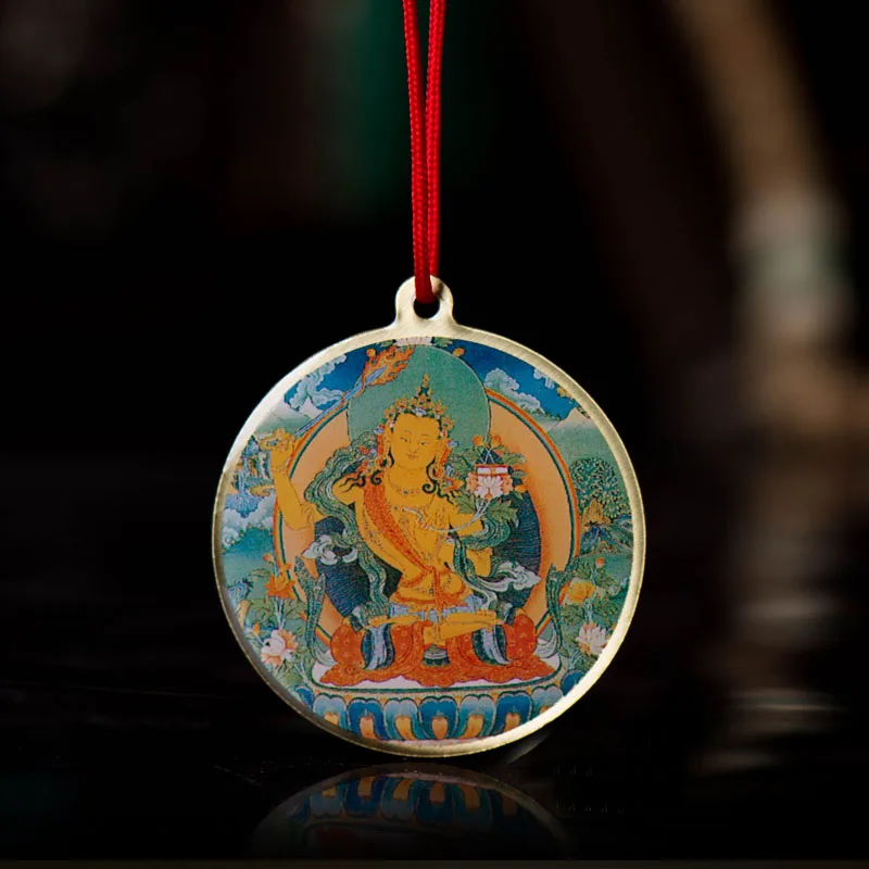 Статуя Будды Manjushri маленькая тибетская буддистская медная подвеска из фольги |