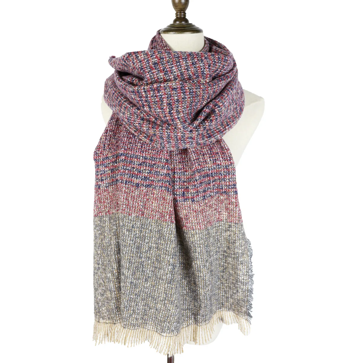 Зимние теплые шали шарфы длинные палантины мягкий пэчворк тканый палантин