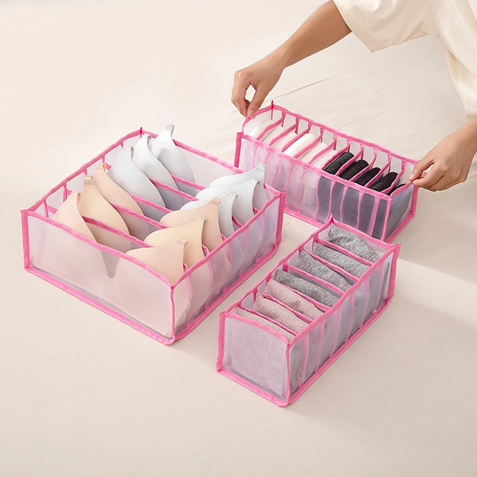 

Underwear Bra Organizer Storage Box Foldable with Partition Drawer Closet Organizers Boxes For Underwear Socks Bra Scarfs