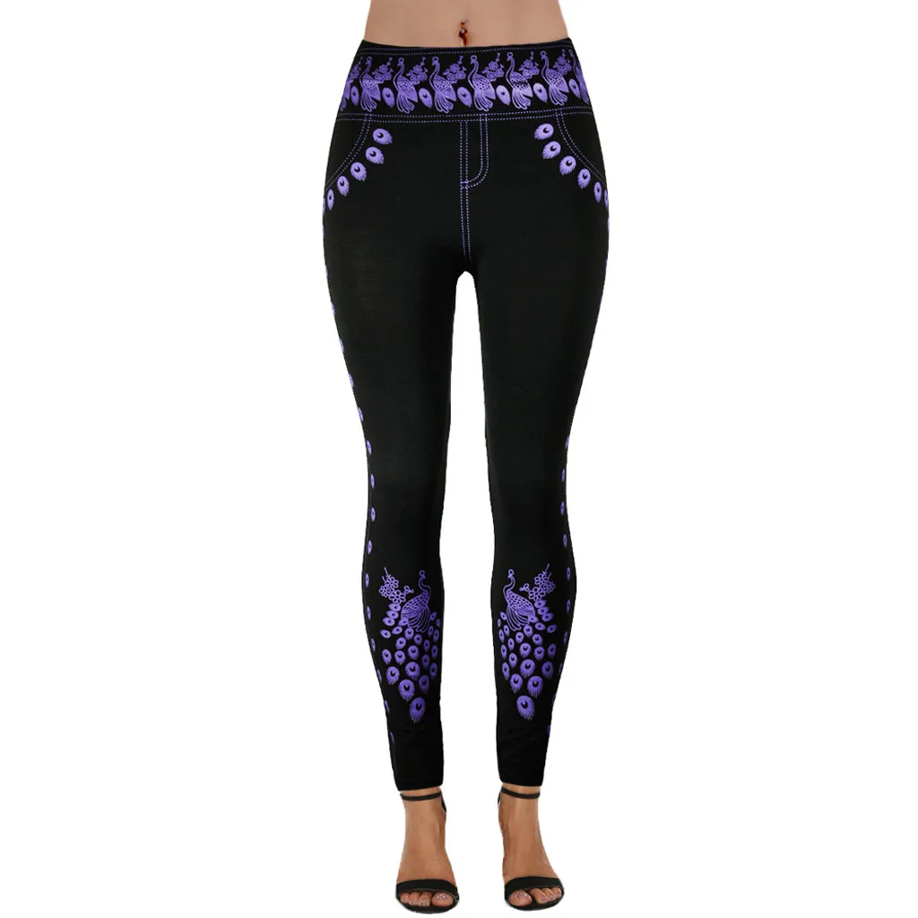 Колготки стрейчевые с принтом спортивная одежда Леггинсы для йоги тренировки