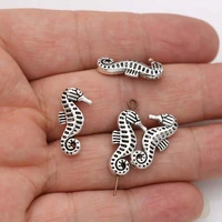 20pcs antique silver plated seahorse spacer beads for jewelry making bracelet diy findings 21x10mm