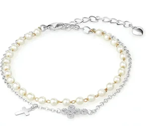 YTF1360           925 Sterling Silver Wedding Pearl Zircon Necklace Earrings crystal lovers Bracelet