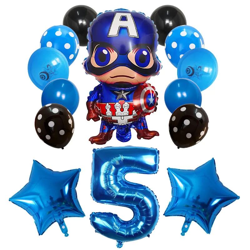 14 шт. Супергероя человека-паука Железный человек Фольга шары набор