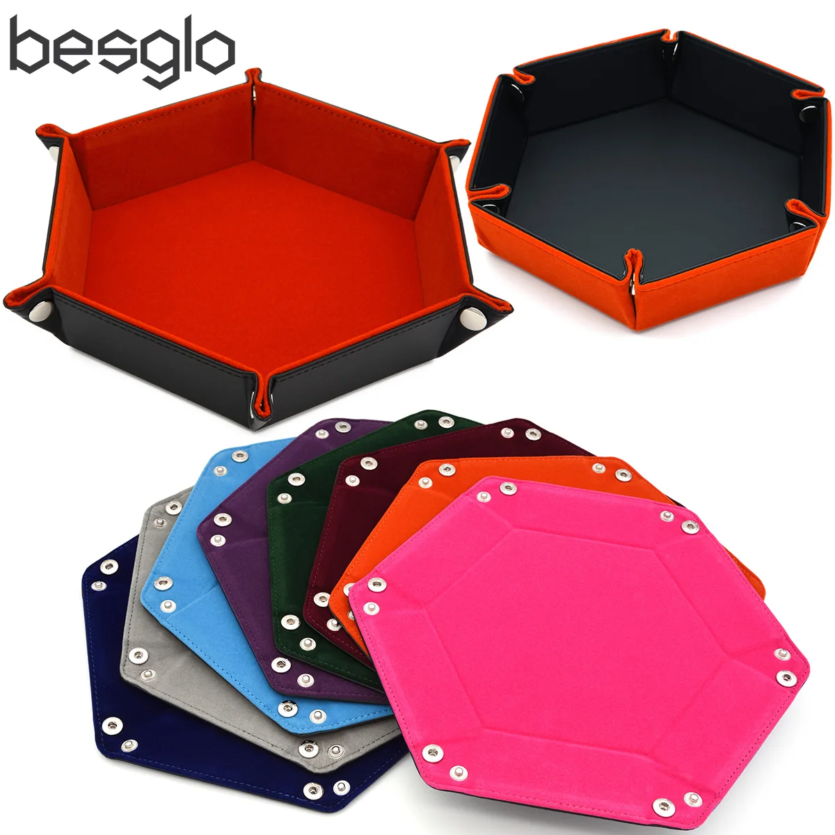 Шестигранный складной поднос для костей с красным бархатным покрытием игр в