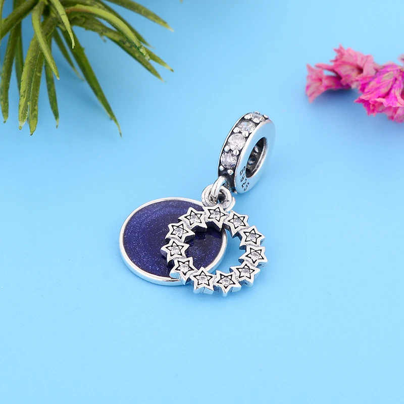 

Подвеска для оригинального браслета, ювелирные изделия berloque 2019, зимняя коллекция, серебро 925 пробы, звезды и синяя эмаль, подвески, бусины