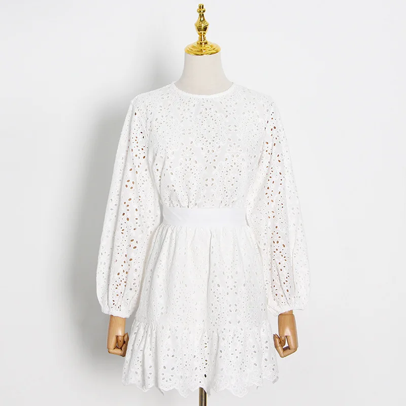 Комплект из двух предметов Женская винтажная кружевная блузка + юбка с высокой