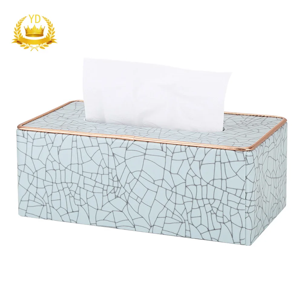 

PU Leather Rectangle Paper Holder Car Kitchen Paper Tissue Dispenser Storage Box Tissue Tray