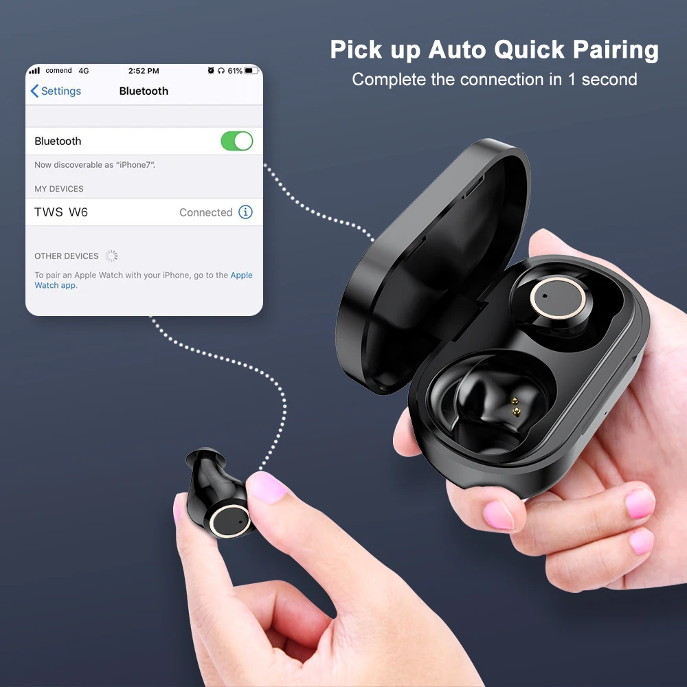 Simvict W6 TWS Wireless Bluetooth Earphone Stereo Earbuds Touch Control Headphones With Mic Noise Isolation | Электроника