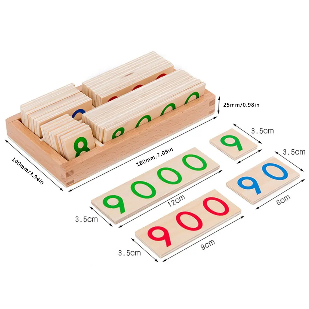 

Children's Wooden Montessori Numbers 1-9000 Learning Card Math Teaching Preschool Children Early Education Educational Toys