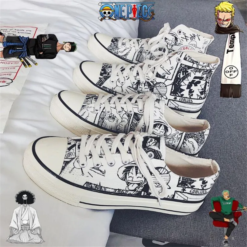 Аниме Наруто Саске мультфильм плимсоллы Косплей парусиновые туфли Caricature модные студенческие Данк высокий черный белый Scrawl доска обувь