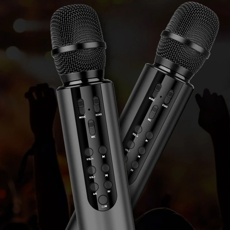 Беспроводной микрофон двойной динамик с конденсатором и Bluetooth караоке для