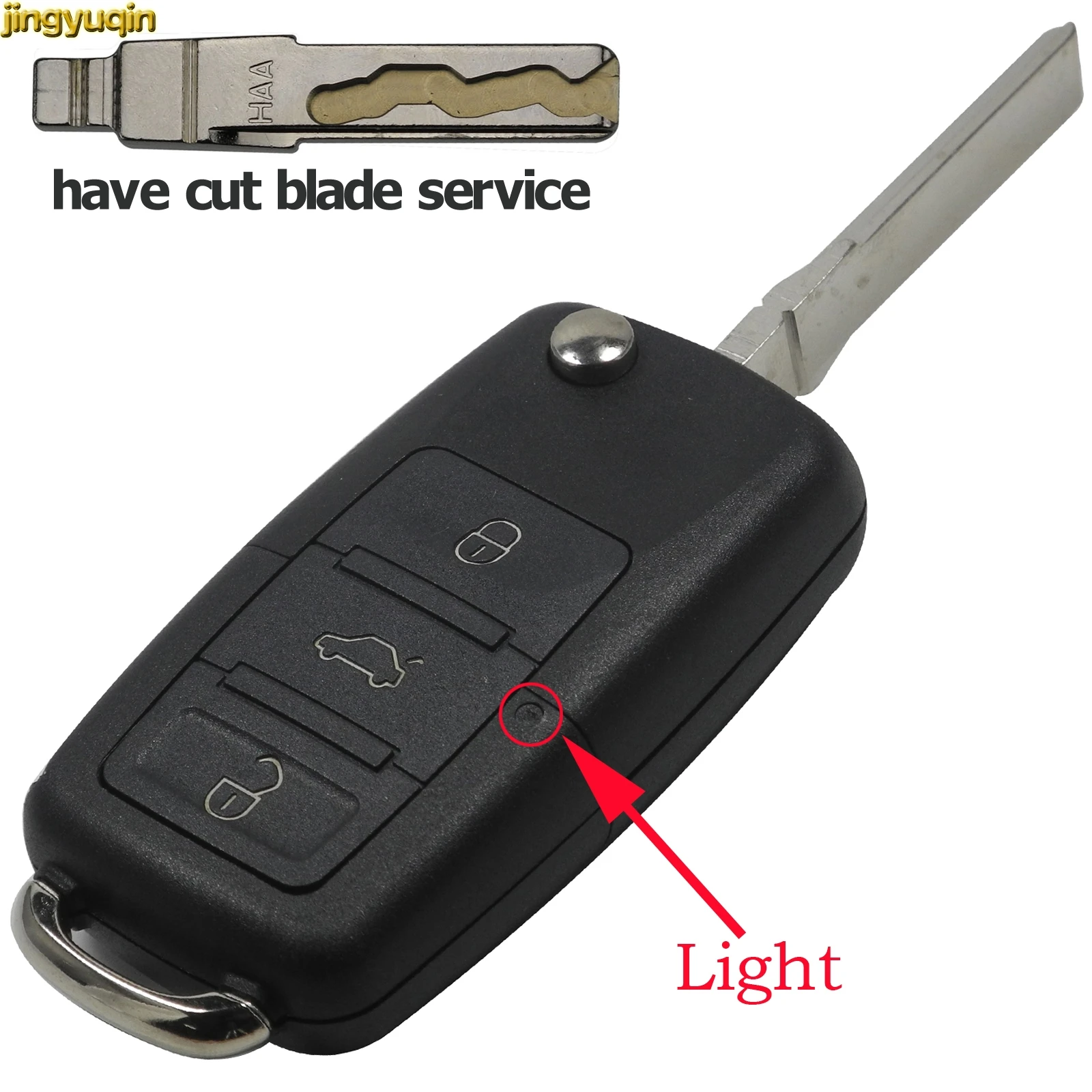Jingyuqin 3 кнопки листва флип автомобильный брелок для Volkswagen VW Golf Passat Polo Jetta Touran Bora Sharan