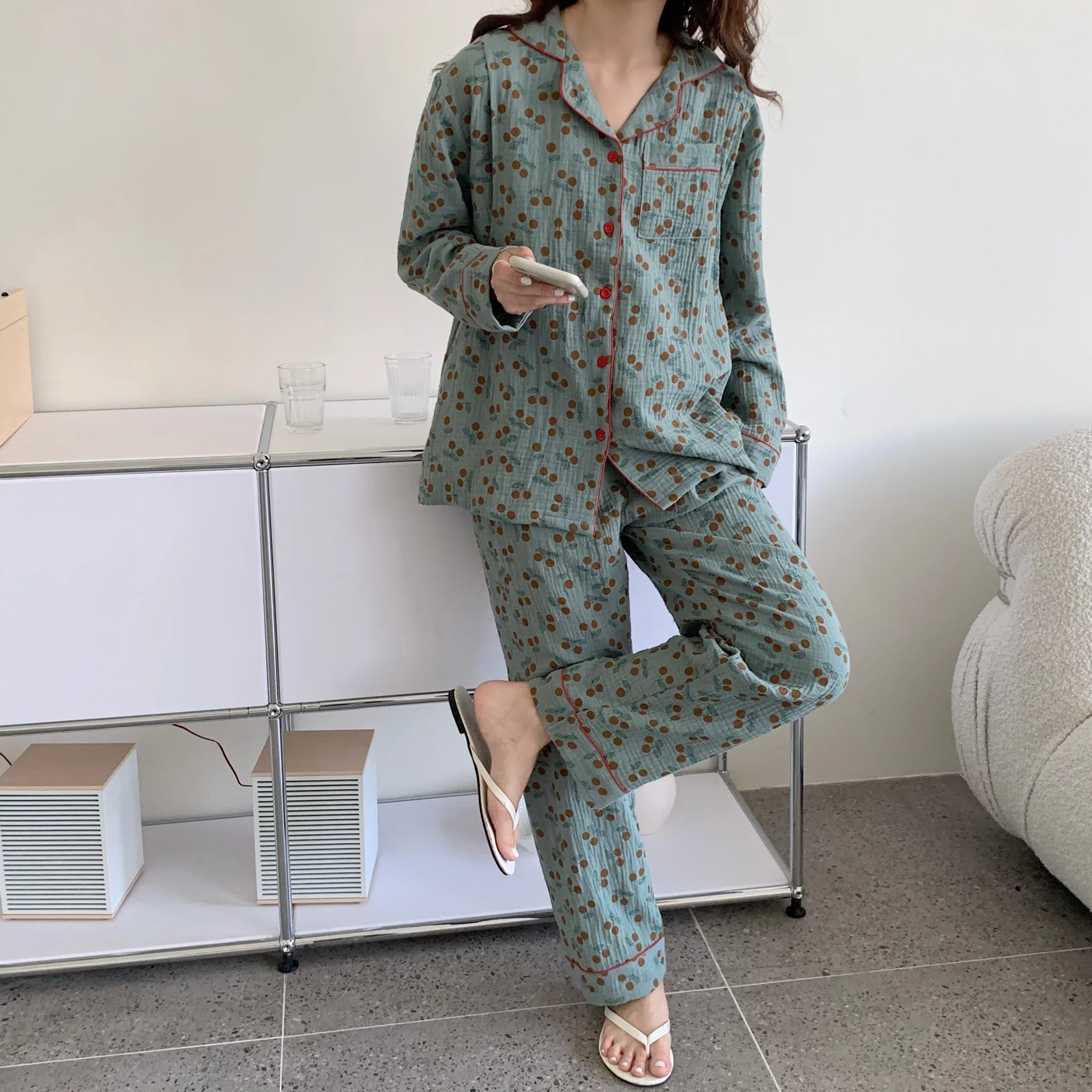 Fdfklak Cotton Breast-Feeding Pajamas Set Print New Design Long Sleeve Postpartum Nursing Pyjamas Suits Homewear Clothing enlarge