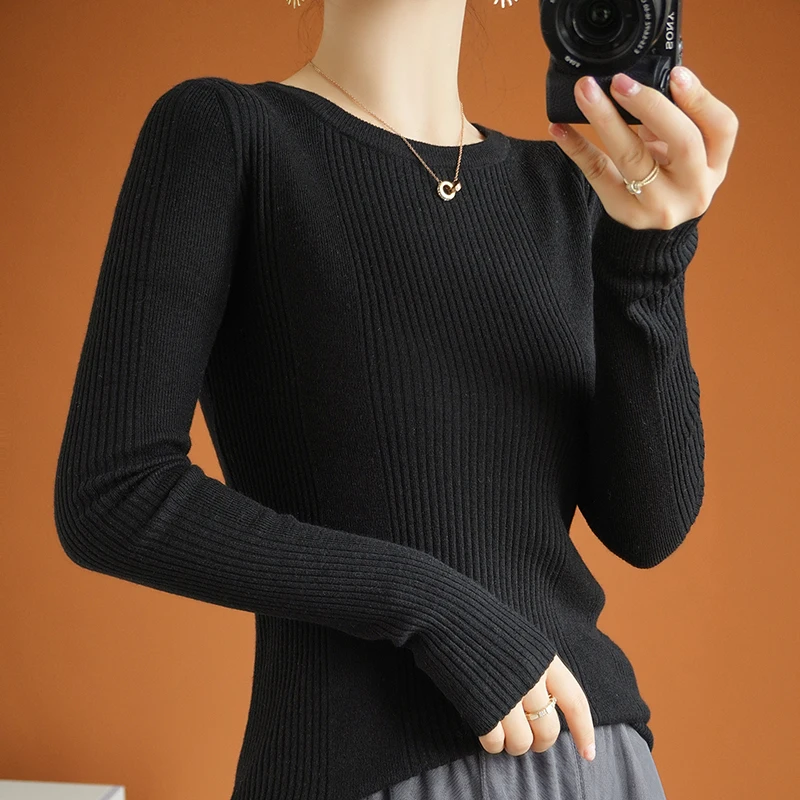 

sweaters women 100 wool pullover striped long sleeves short o-neck shirt fashion casual jumper top knitted warm sweaters