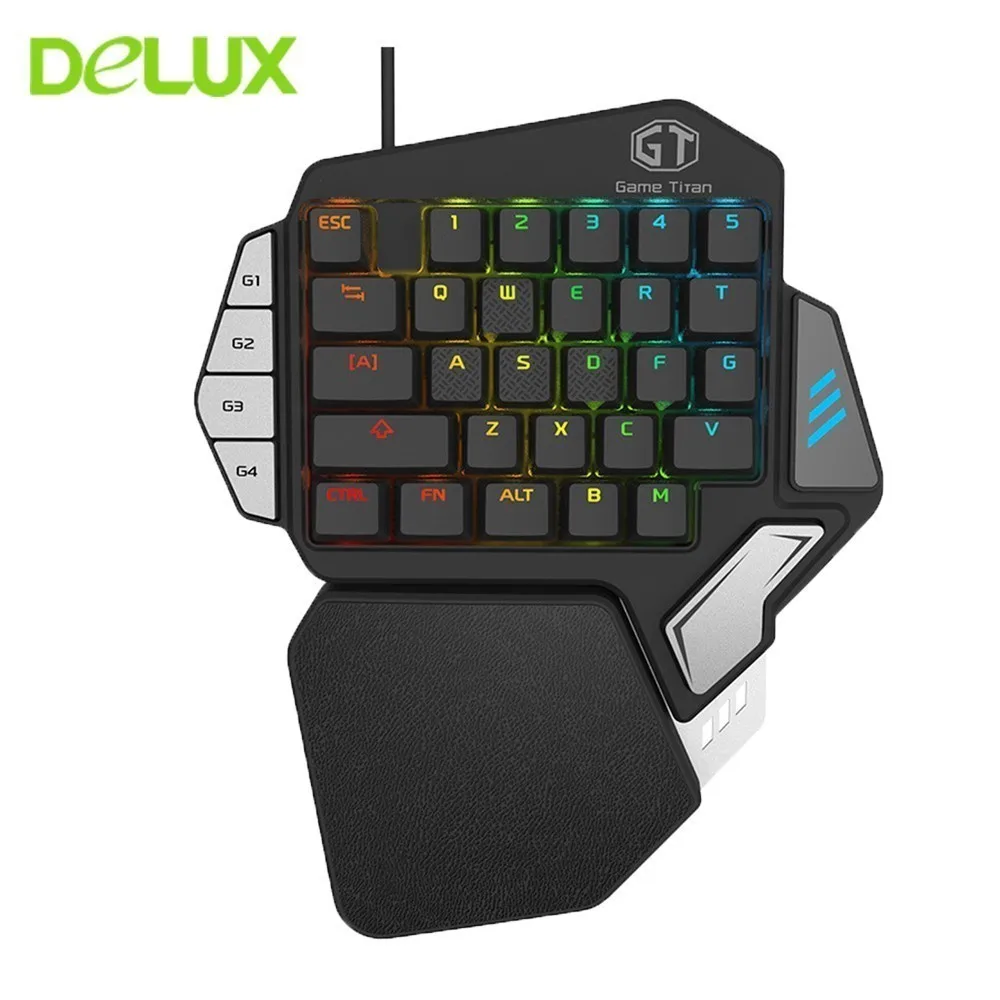 Механическая Проводная игровая RGB клавиатура Delux T9X программируемая одной рукой
