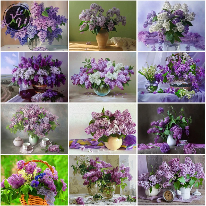 

Diamond Painting Violet Full Drill Cross Stitch Kits for Adults Square Round Mosaic Art Accessories Rhinestones for Family Decor