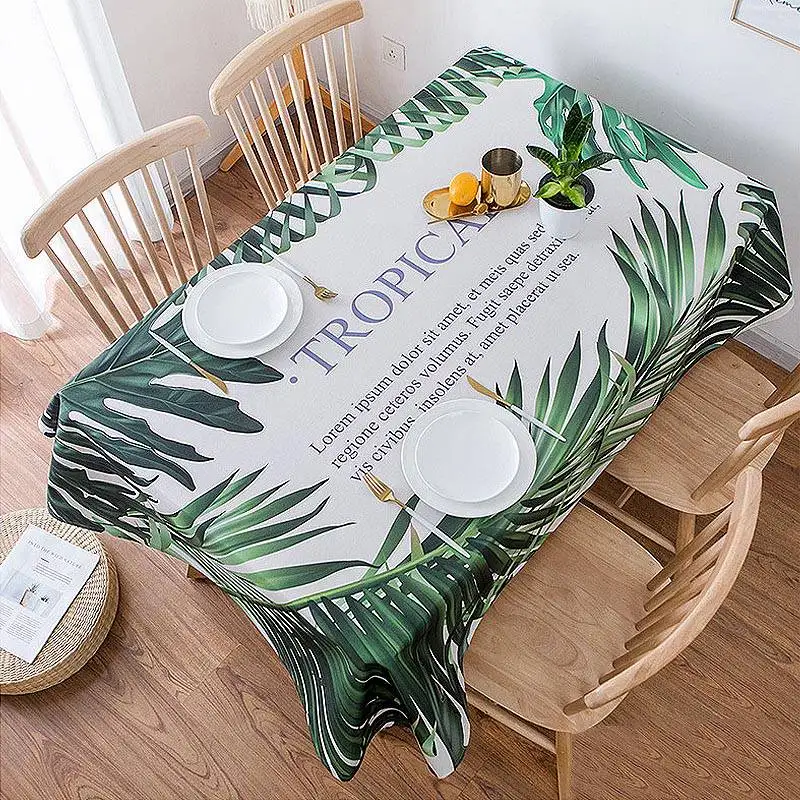 Скатерть с тропическими листьями прямоугольная скатерть для кухонного стола