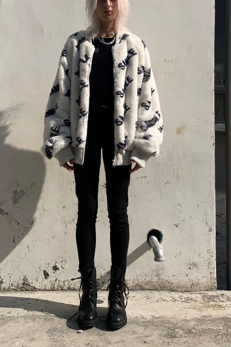 

White Furry Jacket Sweater for Woman Clothing Warm Thick for 2020 Autumn Winter Streetwear Harajuku Kpop Korean Style