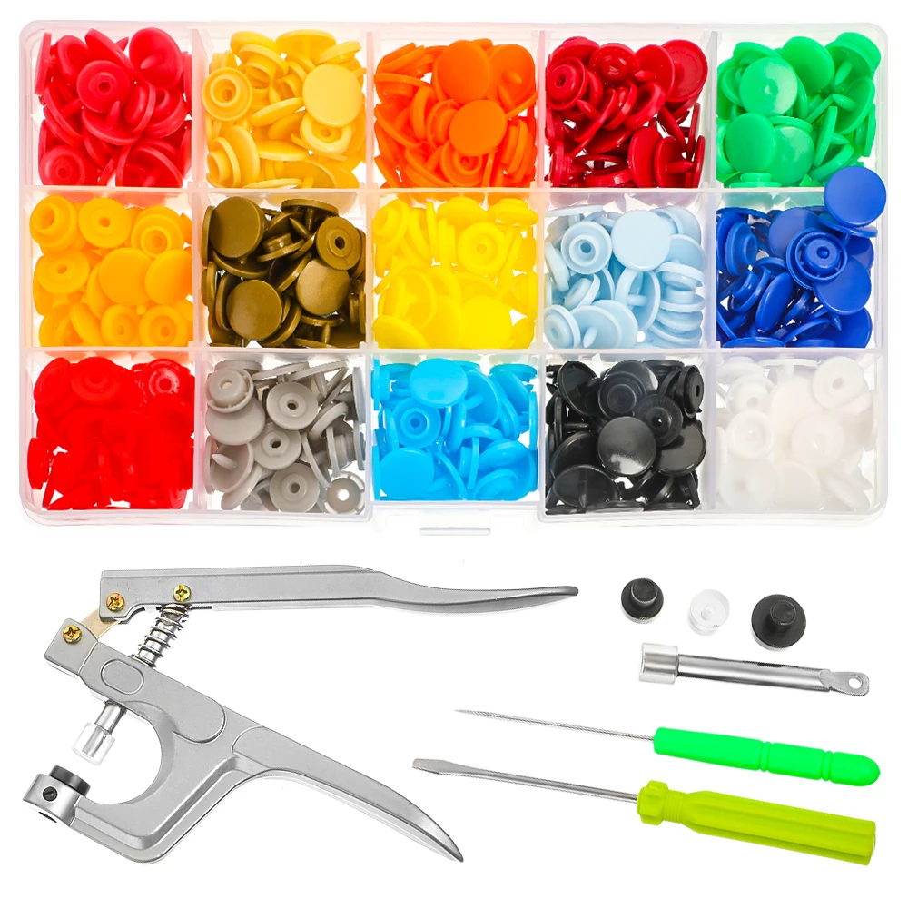 U Shape Fastener Snap Pliers Button + 150 Set T5 Plastic Resin Press Stud Cloth Machine Sewing Tool | Дом и сад