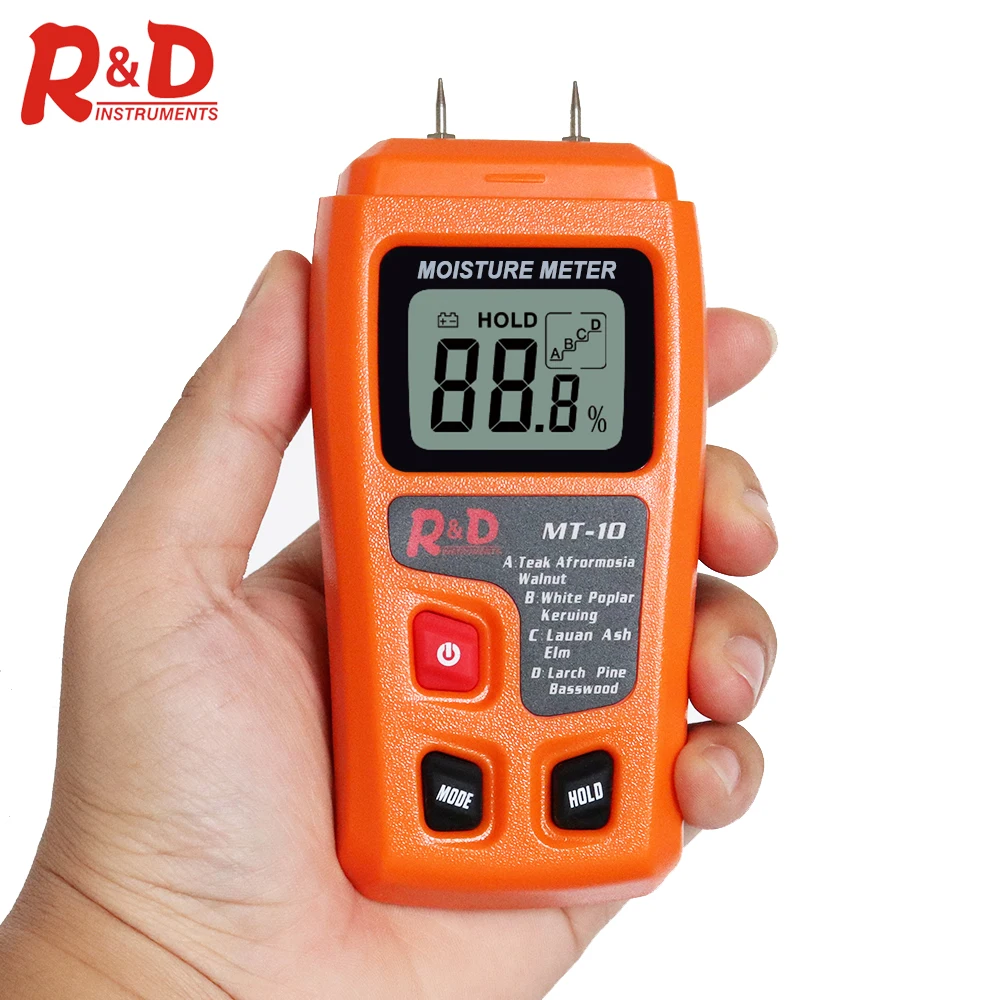 

R&D MT-10 Wood Moisture Meter Wood Humidity Tester Hygrometer Timber Damp Detector Tree Density tester Orange test wood/paper