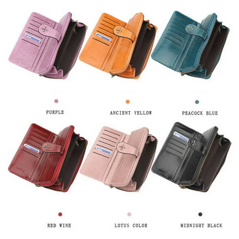 ПУ Длинный кошелек женский кредитный держатель для карт Органайзер Кошелек с