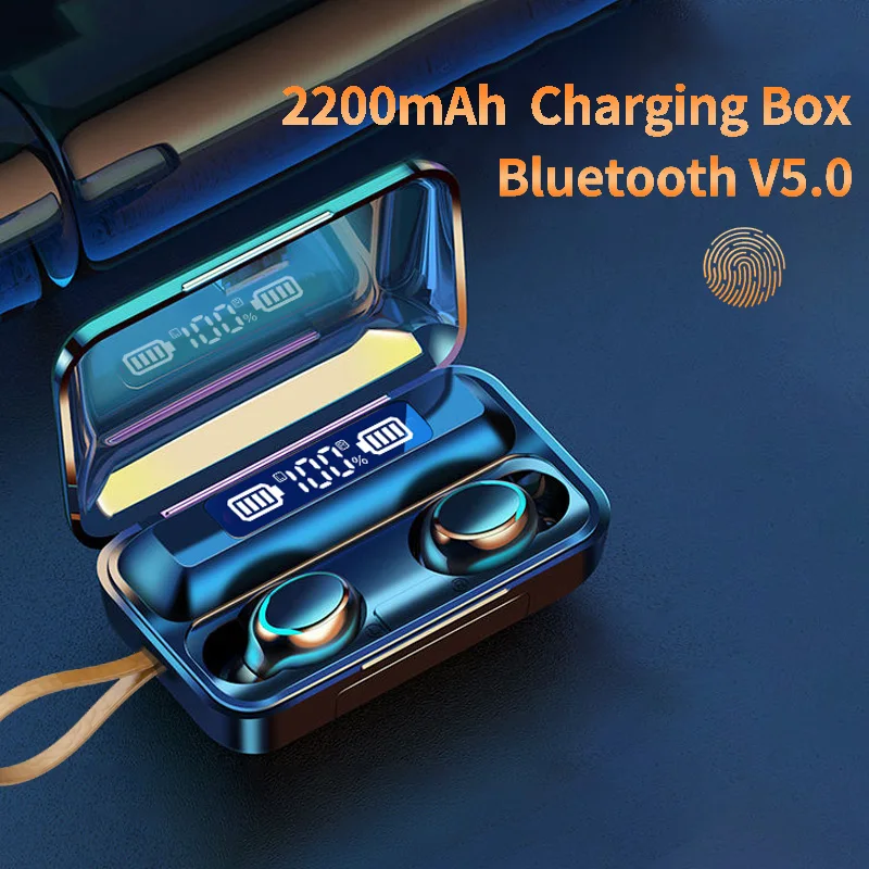 Oringinal F9 V5.0 Bluetooth 5 0 наушники TWS сенсорная гарнитура с отпечатком пальца Hi Fi стерео