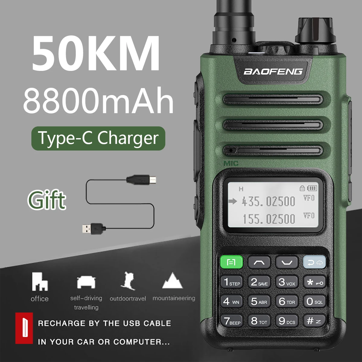 

BAOFENG UV13 Pro 10W Powerful Walkie Talkie Dual Band UV-13PRO with Typ-C Cable Upgrade of UV-10R UV-5R 50KM Ham Two Way Radio