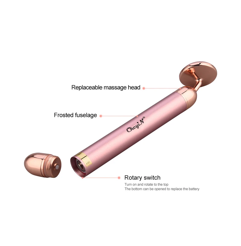 

CkeyiN 3 In 1 Electric Rose Quartz Jade Roller Beauty Bar Vibrating Facial Massager Anti Aging Wrinkle Remover Skin Tightening