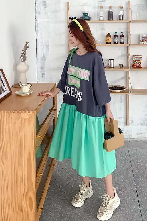 Цин MO размера плюс женские пуловеры платье 2021 для женщин из кусков Цвет Платье