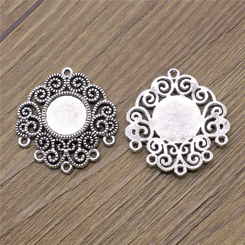 

5pcs Fit 12mm Round Inner Size Earring Connector Style Cabochon Base Setting Antique Silver Color DIY Jewelry Findings