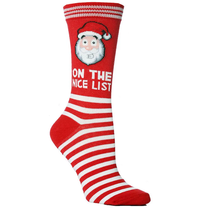 Women Christmas Gift Socks Funny Xmas Santa Claus Tree Snowflake Elk Snow Tube Crew Happy Girl Sock Women New Year Sokken