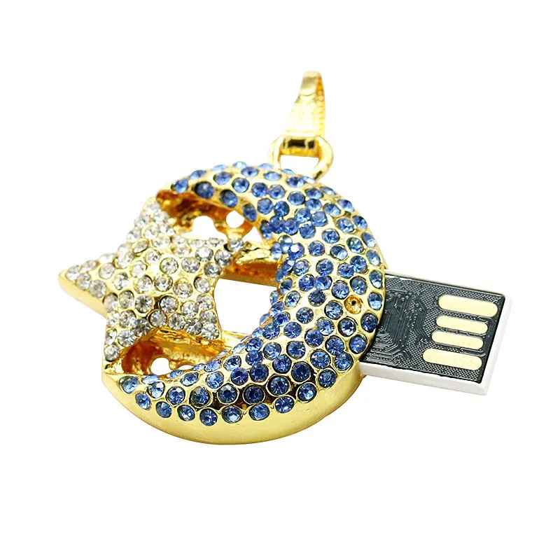 Кристалл луна стиль USB флэш-накопитель металлический алмаз ювелирные изделия USB флэш-диск подарок кристалл ожерелье Флешка 8 ГБ 16 ГБ 32 ГБ прекрасный подарок