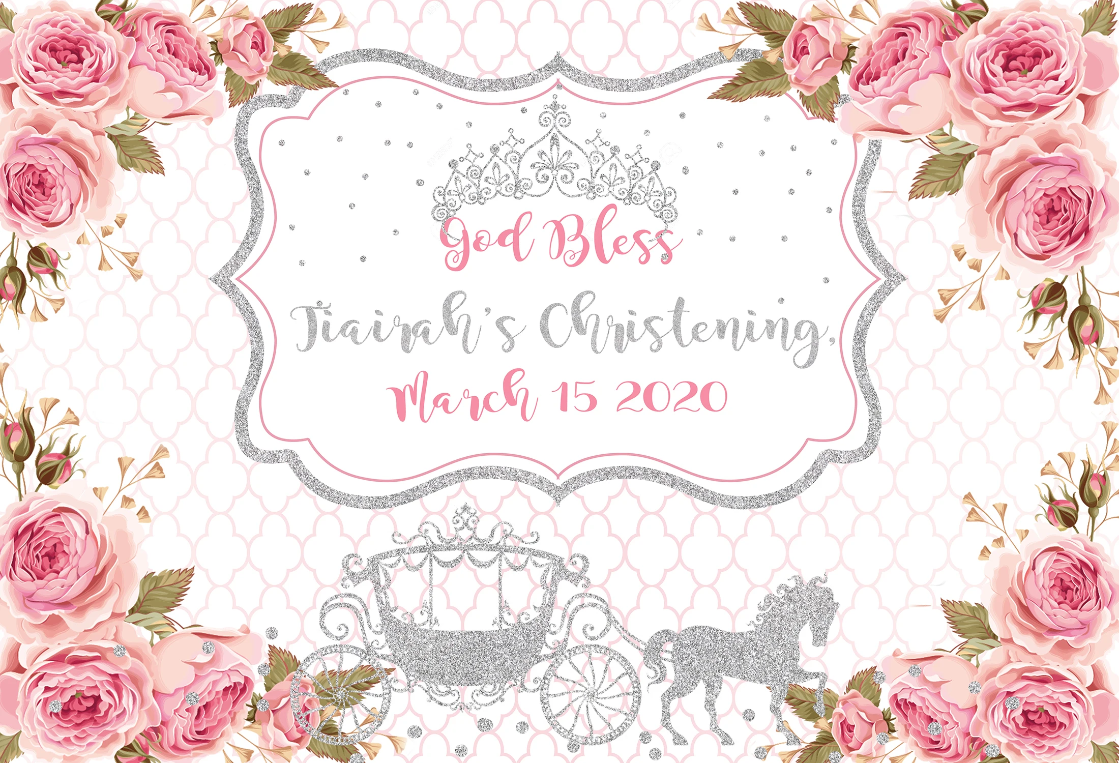 God Bless Photography Backdrop Custom Communion baby for Photo Studio Pink Flower Carriage newborn photocall boda 7x5ft | Электроника