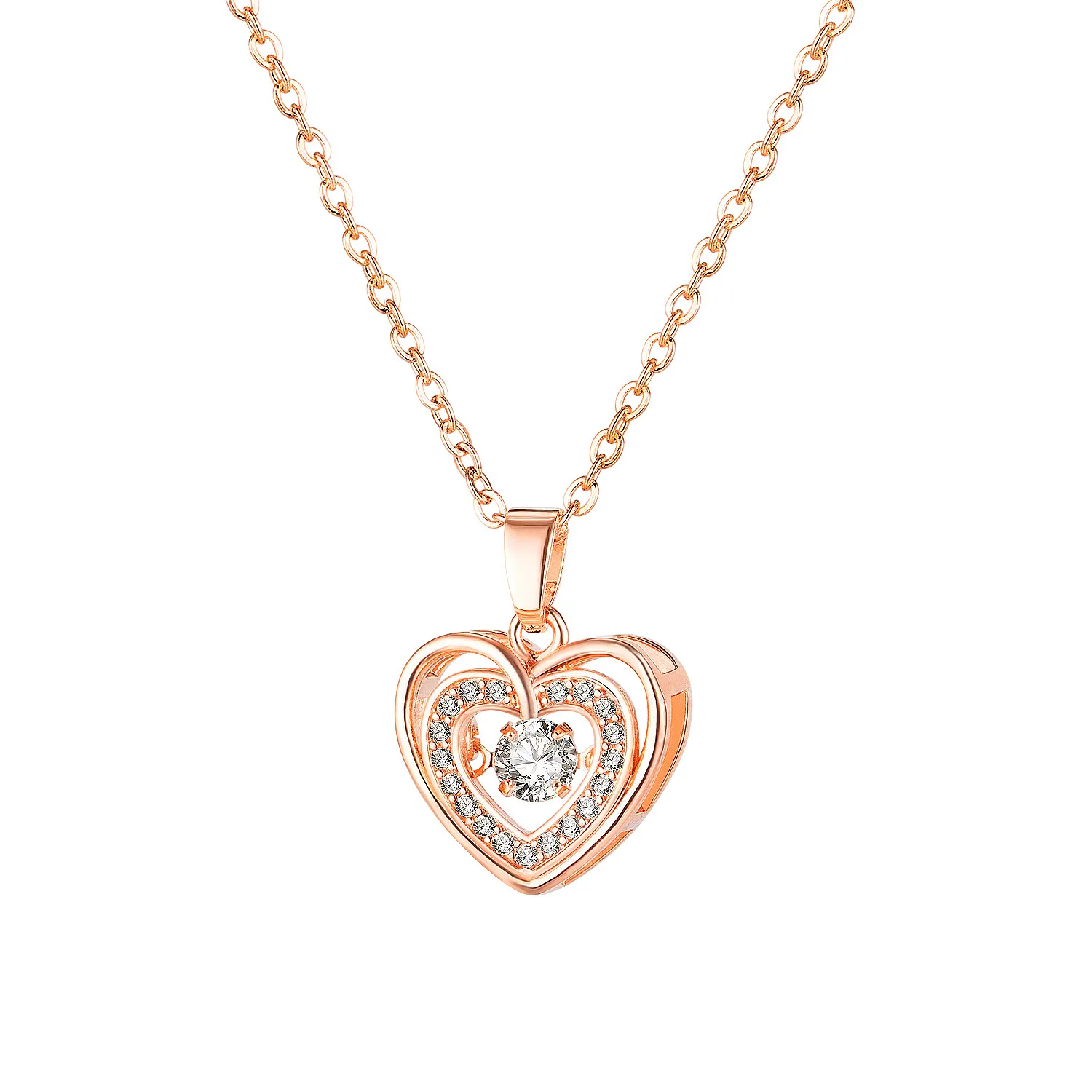 

2021 Karma Accessory Korean style Smart Heart shaped Rose Gold Zircon necklace GDX029