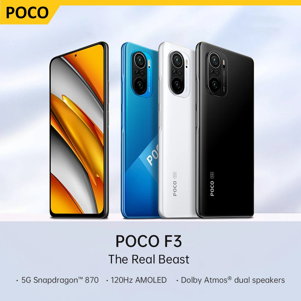 Смартфон глобальная версия POCO F3 NFC, 6 ГБ 128 ГБ/8 ГБ 256 ГБ, Восьмиядерный процессор Snapdragon 870, экран 6,67 дюйма 120 Гц E4 AMOLED, 48 МП, 33 Вт - изображение