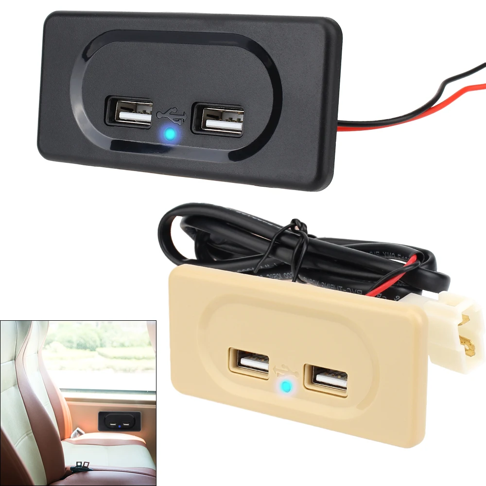 

3.1A 12V for Auto Truck ATV Boat Car RV Bus Blue LED Dual USB Charger Socket Modify Dustproof 4.8A 12V 24V Power Adapter Outlet