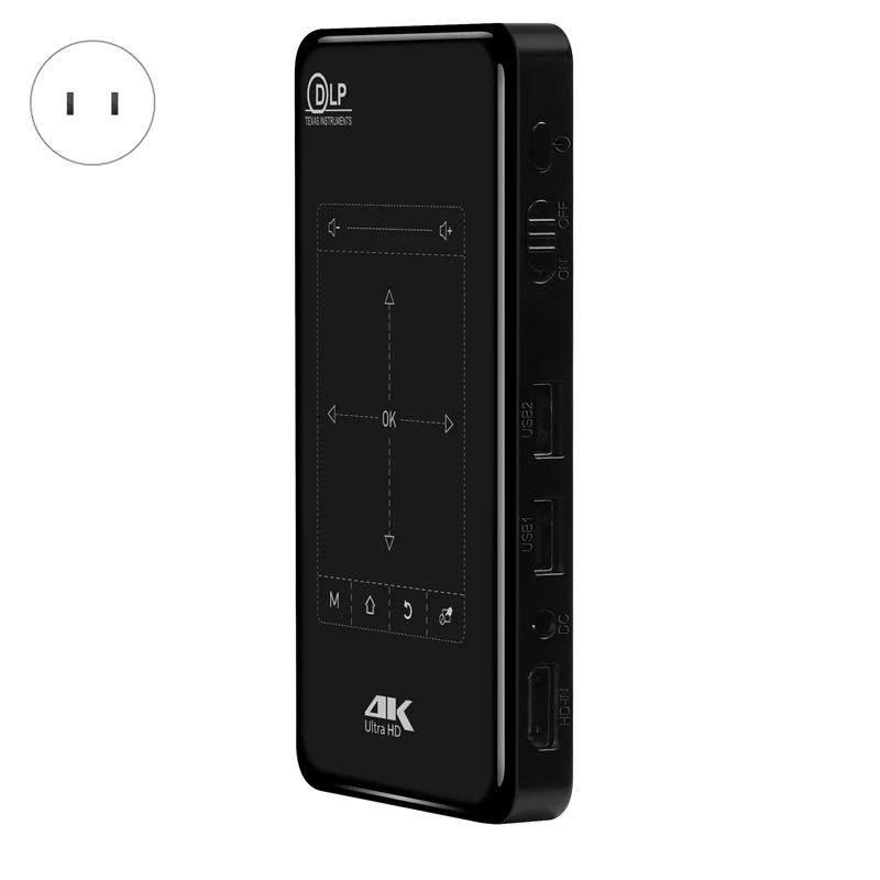 4K мини мобильный проектор Android 6 0 BT4.1 портативный HD 5000 мАч батарейный контакт