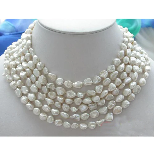 

Unique Pearls jewellery Store Long 92'' 11mm White Baroque Keshi Reborn Pearl Necklace Fine Pearl Jewelry Charming Women Gift