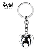 japanese anime death note heart keychains cartoon figures l%c2%b7lawliet pendant holder key chains otaku jewelry for detective fans