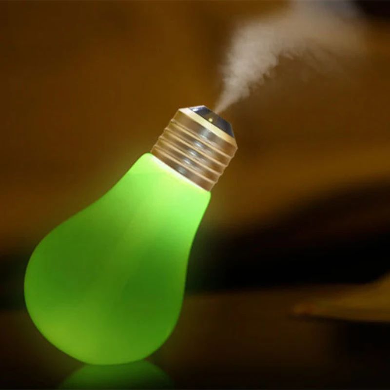 

Bulb Humidifier 400Ml Usb Air Humidifier Colorful Led Night Lamp Essential Oil Diffuser for Home Office