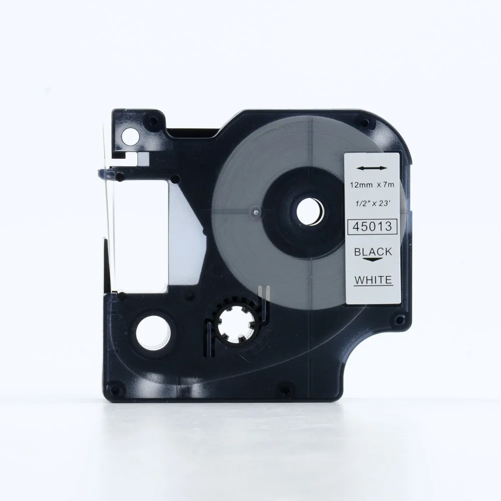Упаковка из 10 шт. 12 мм 45013 черного цвета на белом совместимый с dymo D1 Принтер
