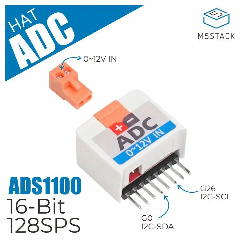 Макетная плата M5StickC ESP32Mini IoT совместимая с ADC HAT (ADS1100) для преобразователя