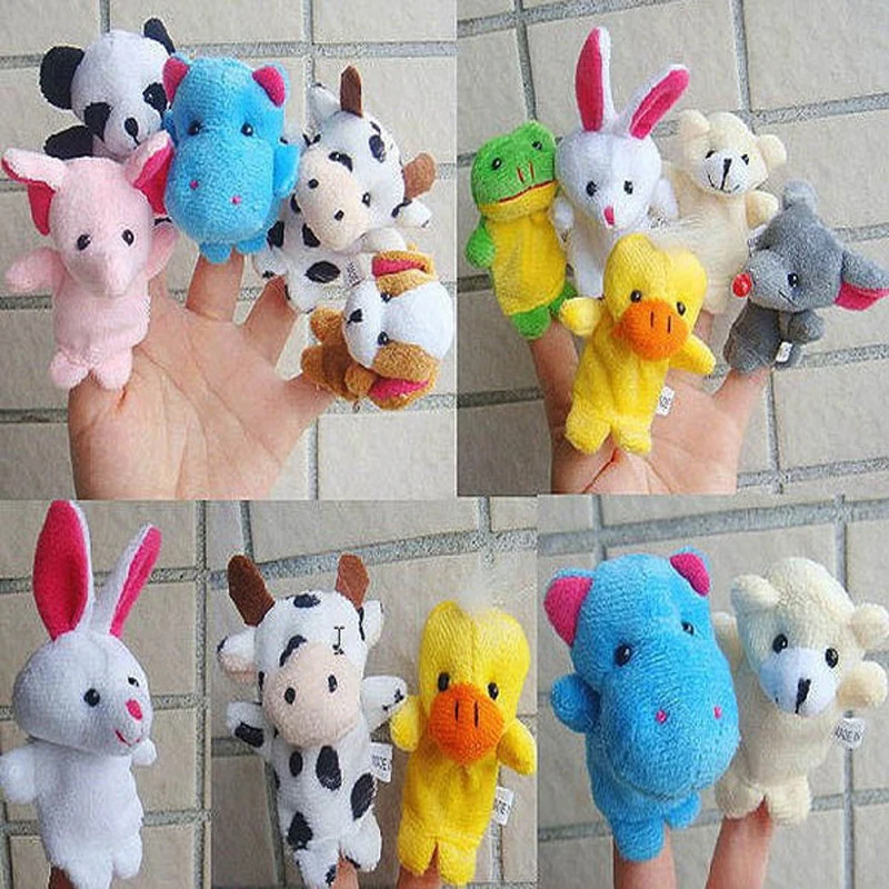 10PCS/Lot Cartoon Animal Velvet Finger Puppet Toy Doll Baby Cloth Educational Hand Story Kids | Игрушки и хобби