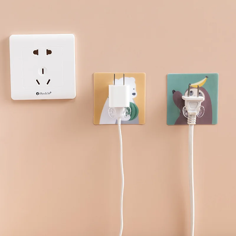 

Power Plug Cable Holder Automatic Paste Wall Key Hooks Electrical Wire Finishing Kitchen Creative Seamless Stick Wall Organizer