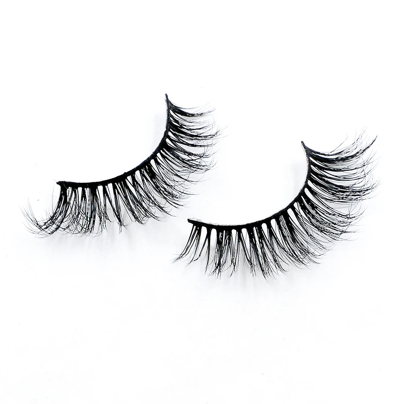 Натуральные накладные ресницы модные с шариками дымчатые для макияжа крестиком