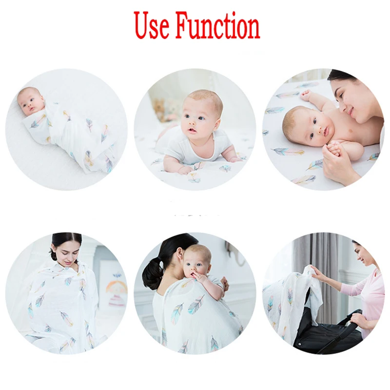 Муслиновая пеленка Muslin2 2 слоя бамбук + хлопок с рисунком льва слона мультяшный