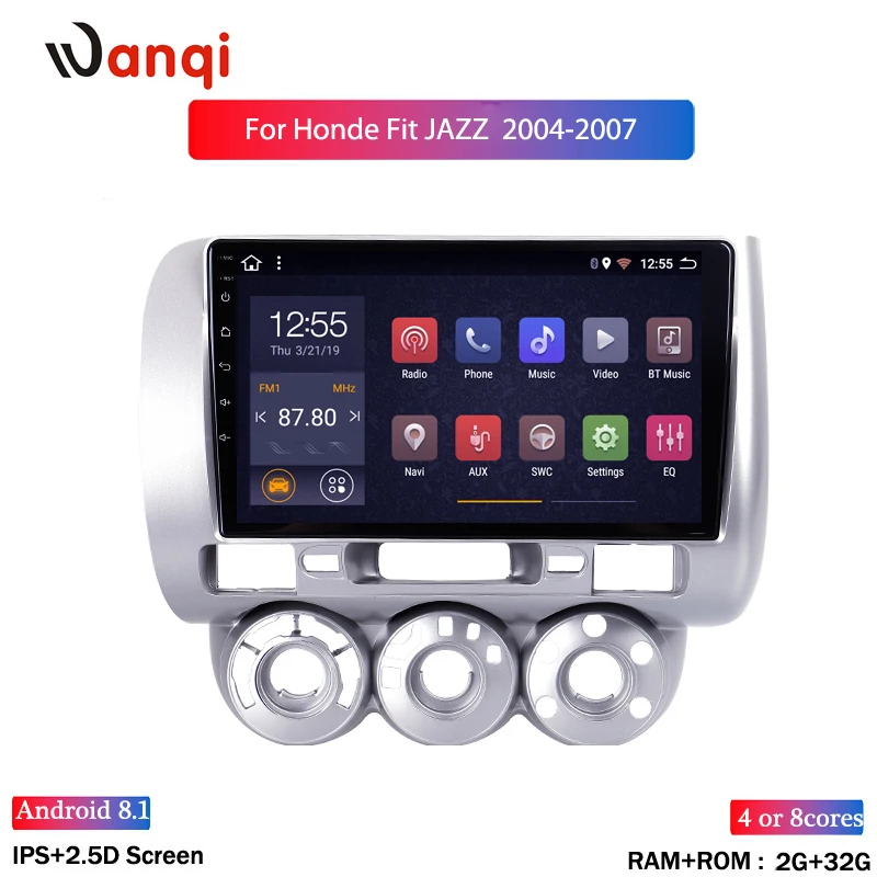 Автомобильный DVD плеер Wanqi мультимедийный 9 &quot2.5D IPS Android 8 1 с GPS для Honda Fit Jazz 2004 2005 2006