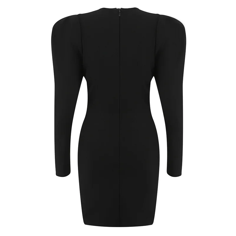 

Bevenccel Black Sexy Long Sleeve Square Collar Bodycon Bandage Dress 2021 Spring Striped Slim Celebrity Runway Club Party Dress